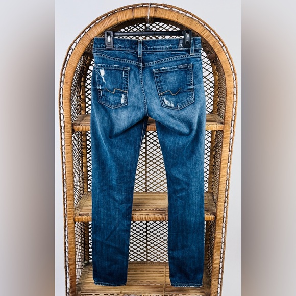 7 For All Mankind Josefina Distressed Slim Boyfriend Jeans Dark Wash Sz 25 - Picture 4 of 5